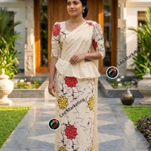 Plain Colour Osari (Printed Bathik Design)